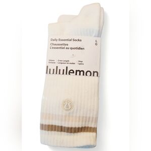 #022 lululemon athletica UNISEX Daily Essential Socks - White and Brown
